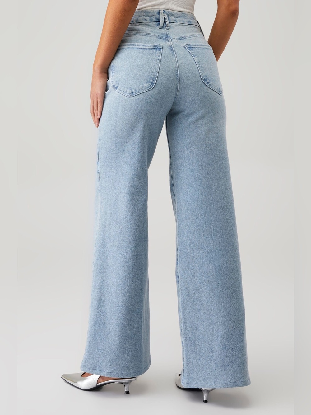 Good American Good Waist Soft Tech High Waist Palazzo Jeans Size 26 - Picture 5 of 15